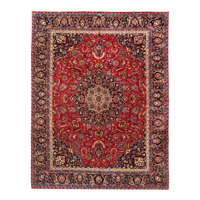 Red Semi Vintage Persian Mashad 9'7'' X 12'7'' | Chairish