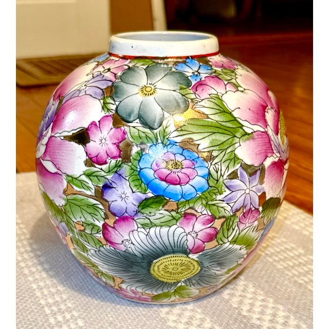 Chinoiserie Vintage Chinese Floral Vase - Millefleurs, Thousand Flowers For Sale - Image 3 of 10