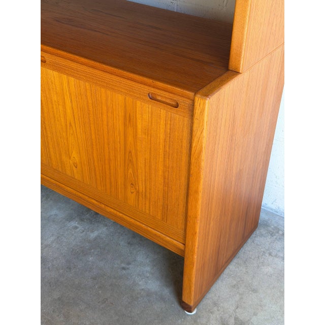 Skovby Teak Credenza and Hutch With Glass Sliding Doors Danish Mid-Century Modern 1970s For Sale - Image 12 of 14