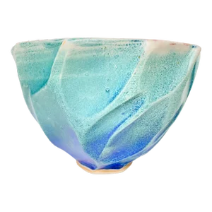 Vintage Jeff Bishoff - Georgia Teal Blue Ceramic Pottery Signed Bowl / Vessel
