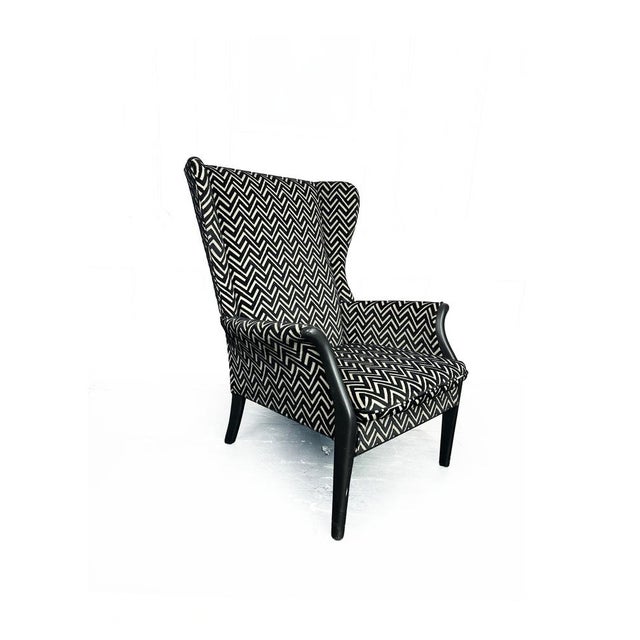 Wood Mid-Century Modern #750 Froxfield Wing Back Chair in Mono Velvet Jacquard by Parker Knoll, 1980s For Sale - Image 7 of 12