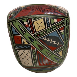 Signed Isidro Ortiz Mata Ortiz Pottery Vase, Mexican Folk Art Polychrome Vessel For Sale