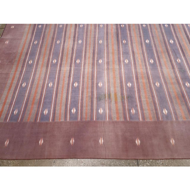 Mid 20th Century Galerie Shabab Collection Mid-20th Century Indian Flatweave Dhurrie Carpet For Sale - Image 5 of 7