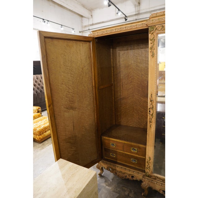 1910s Antique French Rococo Revival Triple Wardrobe Armoire For Sale - Image 5 of 14