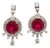8mm, 5.6cts Madagascar Ruby & Natural Diamonds Dangle Earrings in Solid 14k Gold- 2 pieces For Sale