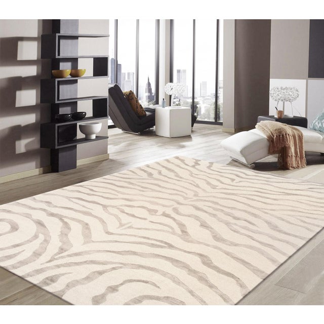 2010s Edgy Hand-Tufted Ivory Area Rug- 4' 0'' X 6' 0'' For Sale - Image 5 of 5
