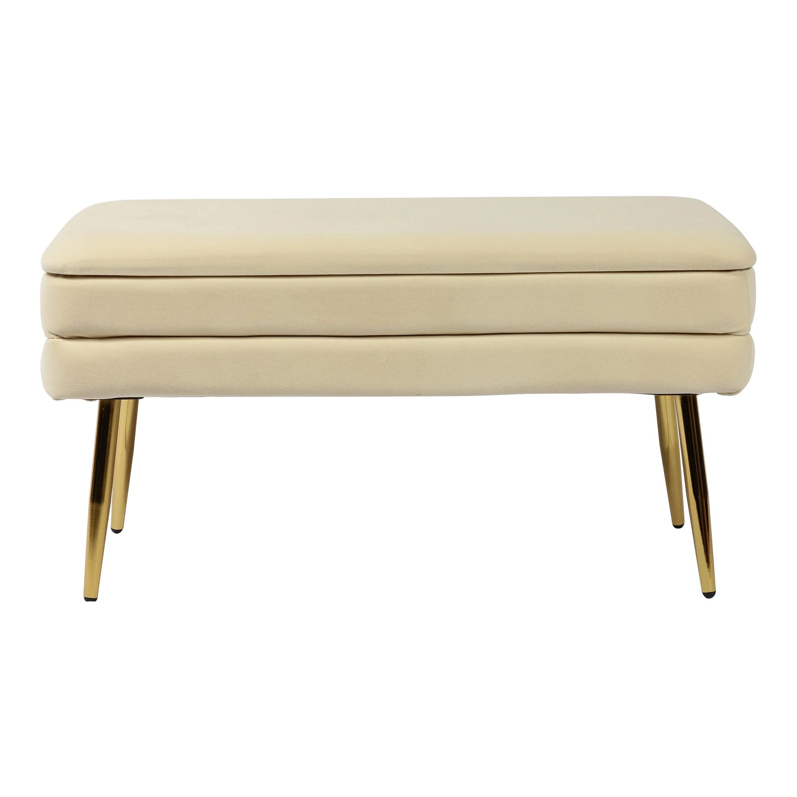 Ziva Cream Velvet Storage Bench Chairish