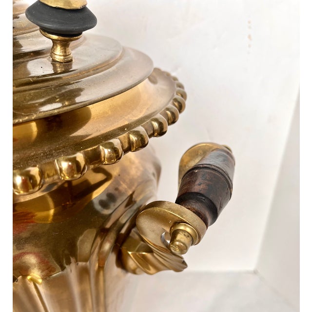 Antique Early 1900s Russian Brass Samovar and Tray For Sale - Image 11 of 13