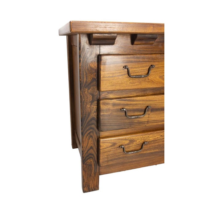Brutalist French Elm Commode Chest of Drawers, 1970s For Sale - Image 6 of 12