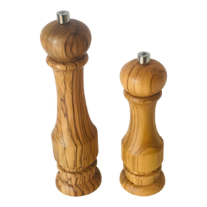 1990s Williams Sonoma Olive Wood Tall Salt and Pepper Shakers