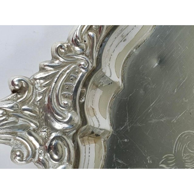 Metal Spanish Rococo Silver Serving Tray, 1950s For Sale - Image 7 of 8