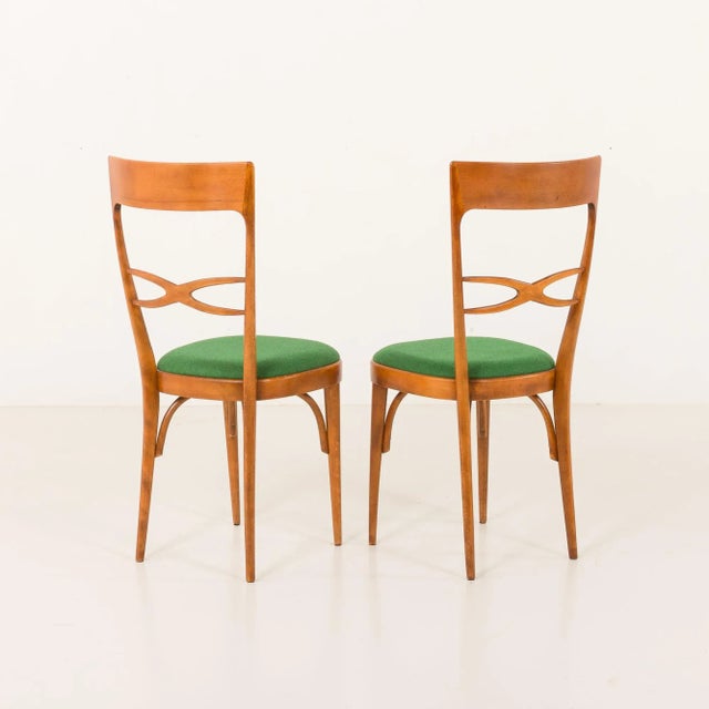 Mid-Century Modern Italian Chairs in Walnut and Wool, 1950s, Set of 6 For Sale - Image 9 of 18