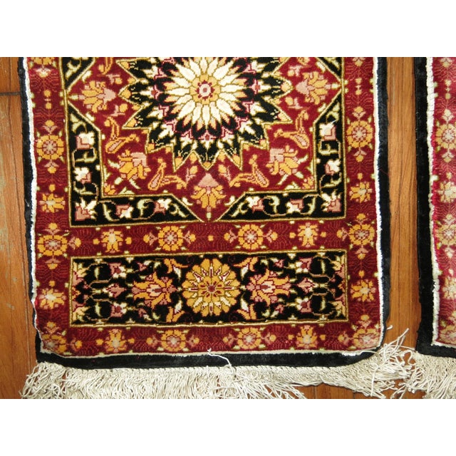 Persian Early 20th Century Pair of Persian Silk Mats rug no. r4893 For Sale - Image 3 of 4