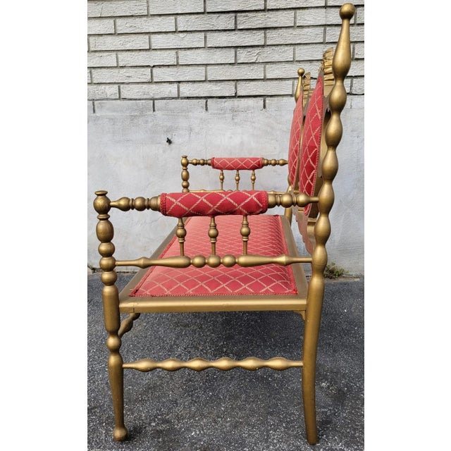 Mid 20th Century Antique Victorian Gilded Window Bench, Loveseat, New Upholstery For Sale - Image 4 of 12
