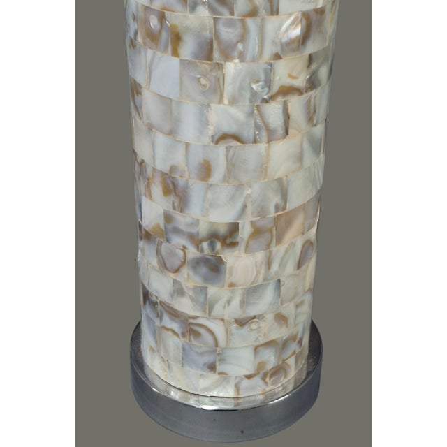 Contemporary Late 20th Century Coastal Capiz Shell Column Table Lamp For Sale - Image 3 of 10