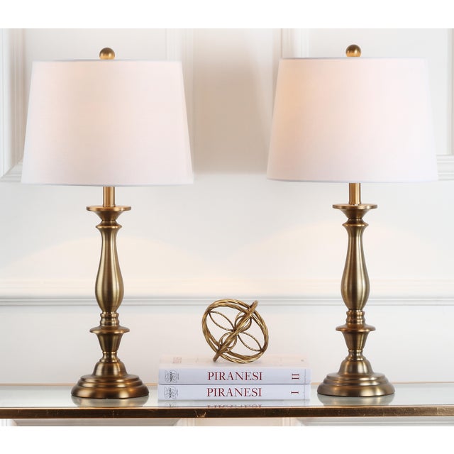 Gold 29 Inch H Candlestick Table Lamp in Gold - a Pair For Sale - Image 8 of 9