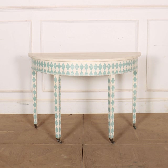 Wood Swedish Painted Demi-Lune Console Table For Sale - Image 7 of 7