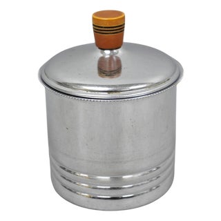 Vintage Art Deco Krome Kraf Farber Bros Silver Plated Sugar Bowl Bakelite Handle For Sale