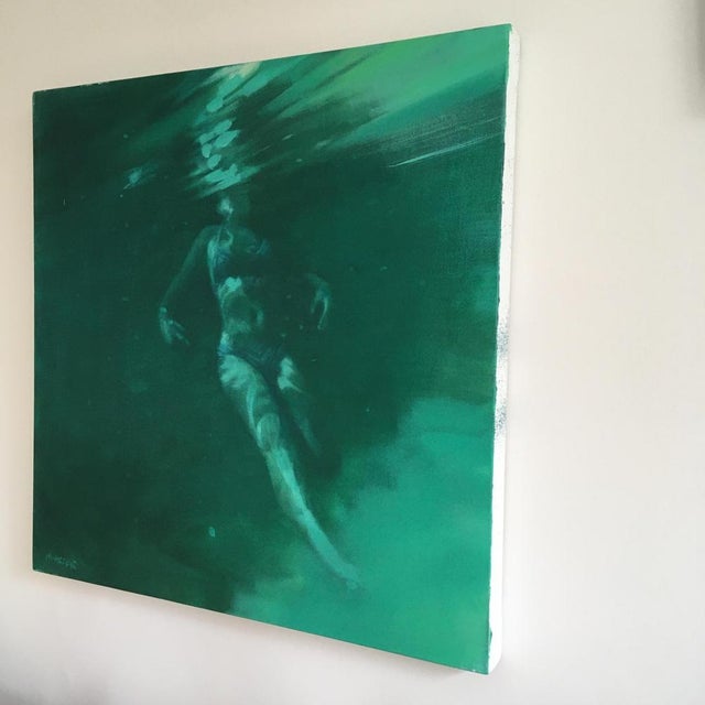 Early 21st Century Patsy McArthur, Swimmer in Green, Oil Painting, 2025 For Sale - Image 5 of 6