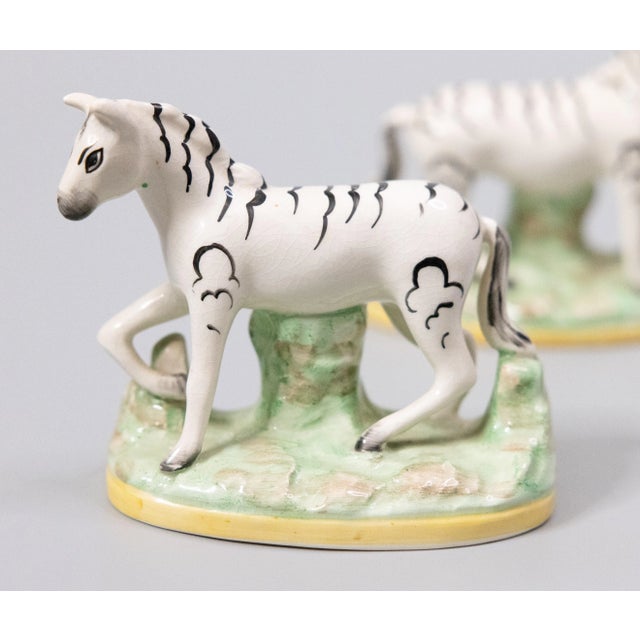 English Antique English Staffordshire Zebras Figurines - a Pair For Sale - Image 3 of 9