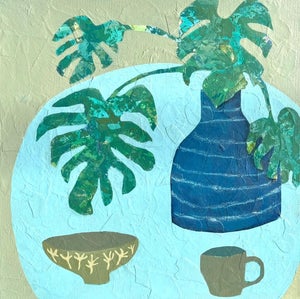 Coffee and Monstera Acrylic Painting by Tracy Allegro