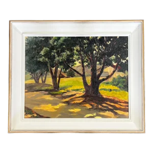 1970s Landscape Tree Art by Beata Stevens California Impressionism