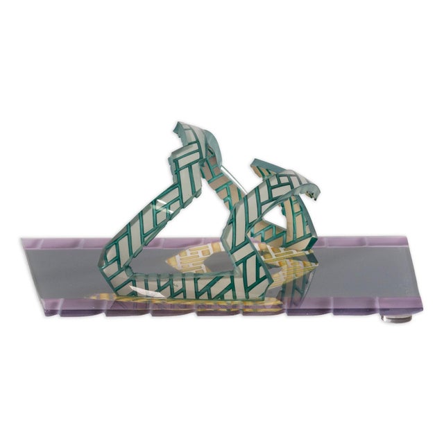 Concetta Mason Dream Counselor Signed 1986 Postmodern Art Glass Wall Sculpture For Sale - Image 4 of 9