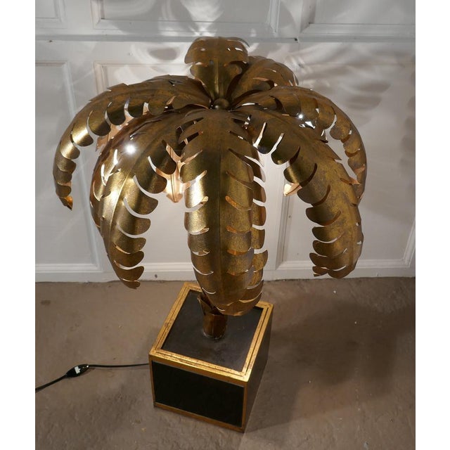 1970s French Palm Tree Toleware Table Lamp in the style of Mason Jansen, 1970s For Sale - Image 5 of 10
