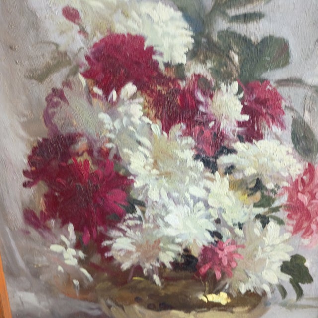 Mid-Century Modern Mid-Century Modern Rudolph "Rudy" Colao Floral Still Life Framed Oil Painting For Sale - Image 3 of 6