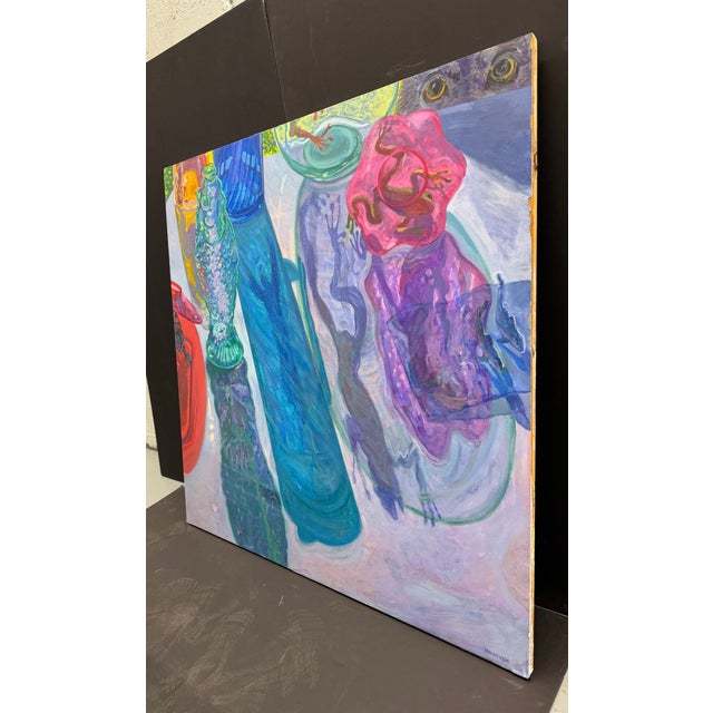 Contemporary "Violet Vertigo" by Walter Hnatysh, Oil on Panel Circa 1990 For Sale - Image 3 of 7