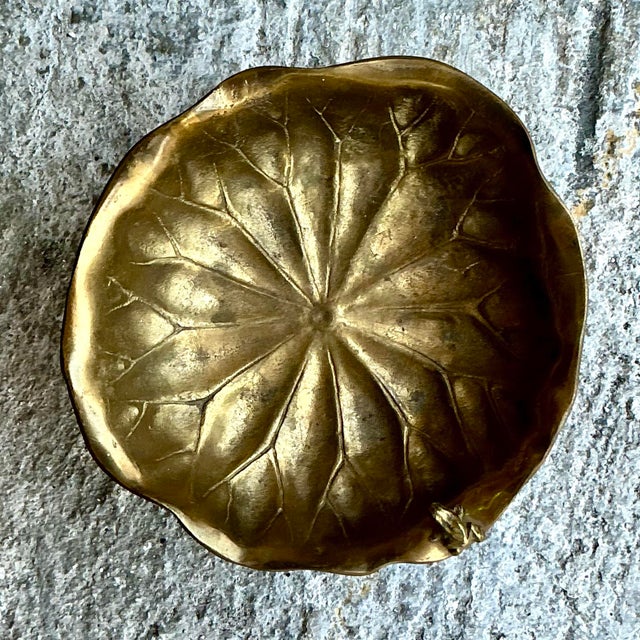 Vintage Boho Brass Lily Pad Bowl For Sale - Image 4 of 10