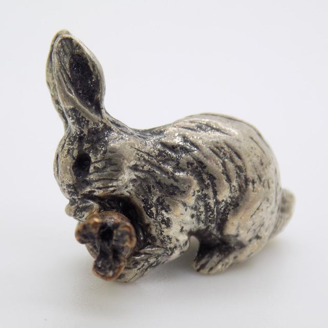 1970s Vintage Italian Handmade Silver and Brass Bunny with Carrot, Italy, 1970s For Sale - Image 5 of 13