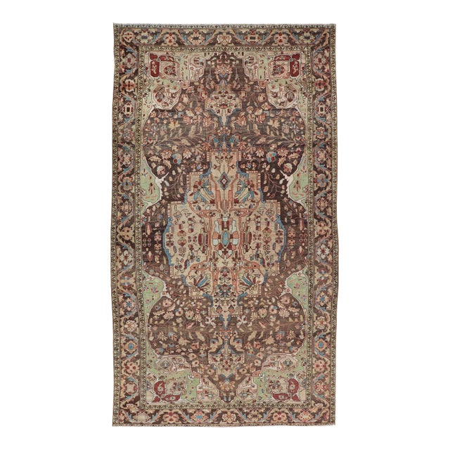 Antique Persian Malayer Gallery Rug With Large Floral Medallion With Soft Colors For Sale