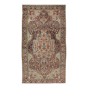 Antique Persian Malayer Gallery Rug With Large Floral Medallion With Soft Colors
