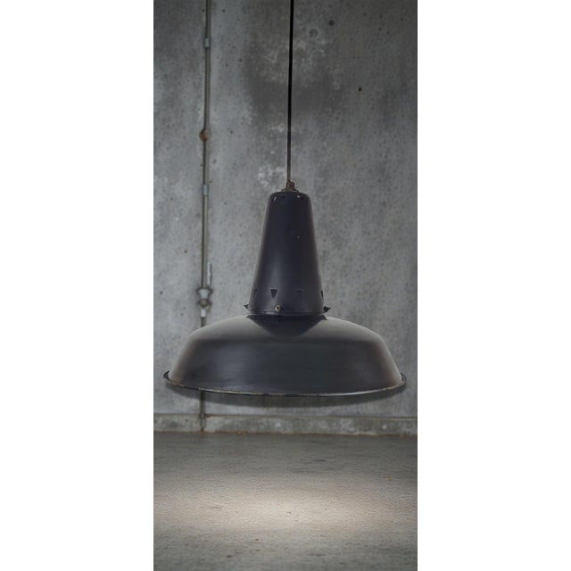 Black Industrial Pendant Light, 1950s For Sale - Image 8 of 8