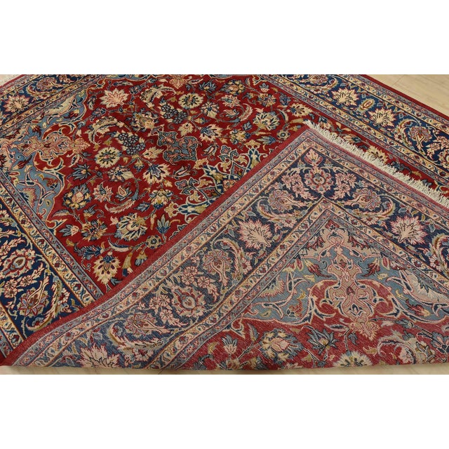 Najafabad Rug 7’8” X 10’11” Red Wool Vintage Traditional Hand-Knotted Carpet For Sale - Image 14 of 15