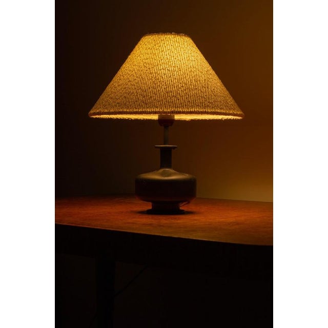Black Scandinavian Brutalist Cast Iron Table Lamp, 1960s For Sale - Image 8 of 10