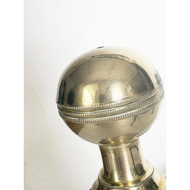 Metal Andirons in Cast Iron and Brass, Black and Gold, France, 1960s, Set of 2 For Sale - Image 7 of 12