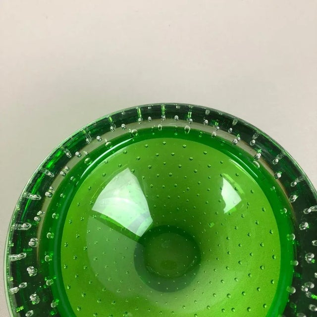 Green Green Bullicante Murano Glass Ashtray, Italy, 1970s For Sale - Image 8 of 15