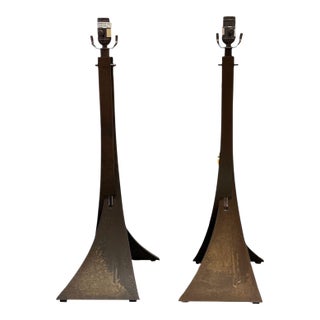 Hubbardton Forge Iron Modern Table Lamps Pair For Sale