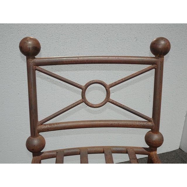 Set Three Vintage Rustic Spanish Style Iron Barstools Crackle Finish No Cushions For Sale In Los Angeles - Image 6 of 12
