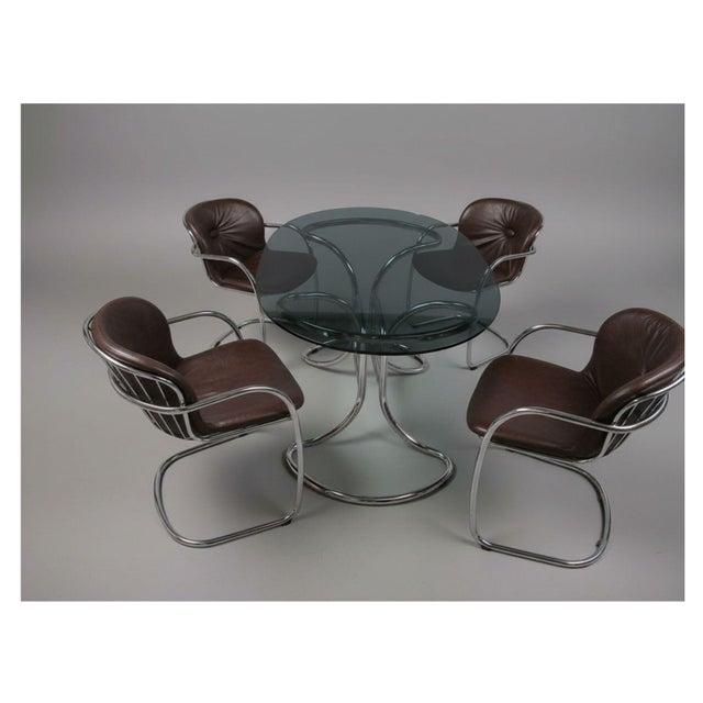 Dining Set in Chrome and Glass by Gastone Rinaldi for Rima, 1970s, Set of 5 For Sale - Image 10 of 10