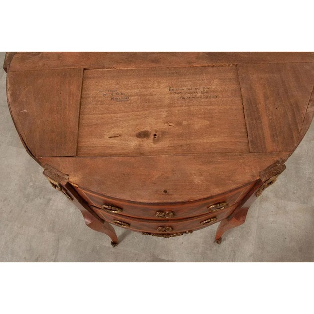 French Vintage Marble Top Demilune Chest For Sale In Baton Rouge - Image 6 of 10