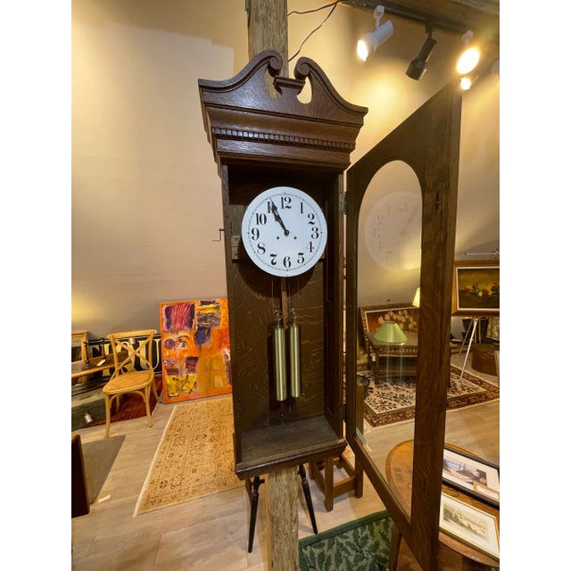 Chestnut Early 20th Century Victorian Oak Wall Clock For Sale - Image 8 of 8