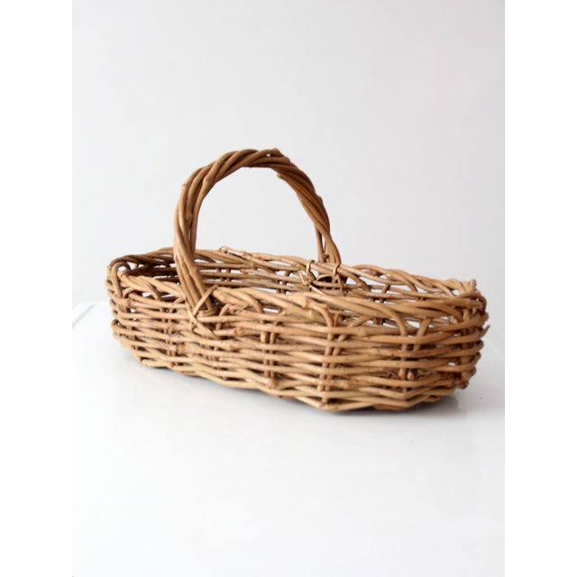 Vintage Woven Gathering Basket For Sale - Image 4 of 14