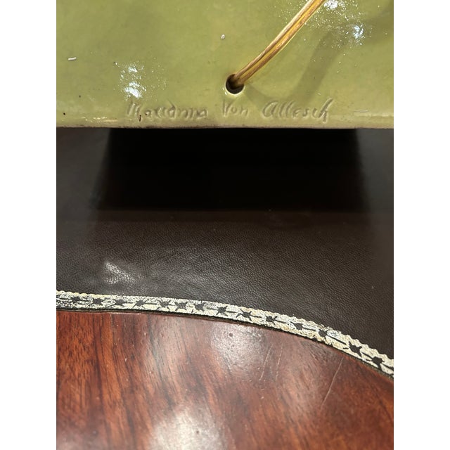 1950s Designer Marianna Von Allesch Chartreuse Table Lamp For Sale - Image 9 of 10