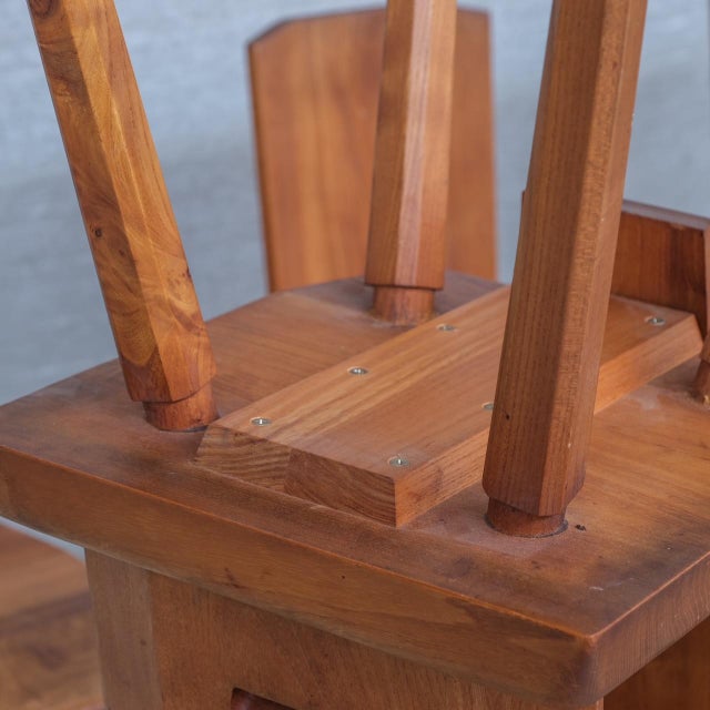 Mid-Century French Elm S28 Dining Chairs from Pierre Chapo, 1970s, Set of 8 For Sale - Image 14 of 16