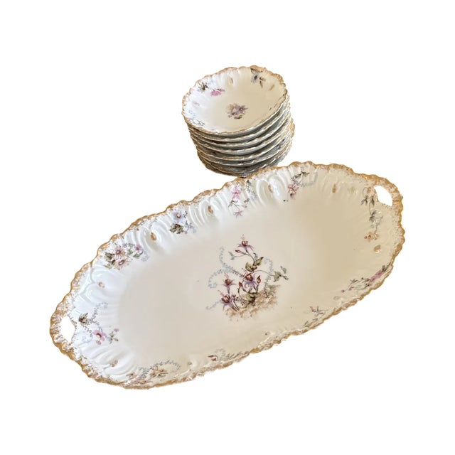 A truly captivating late 19th-century French porcelain 9-piece berry and dessert service by A. Klingenberg & Charles...