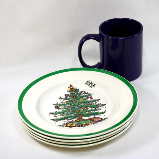 Ceramic Vintage 1987 Spode "Christmas Tree" Salad/Dessert Plates - Set of 4 For Sale - Image 7 of 7