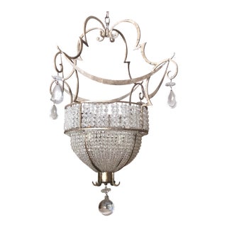 Rare Nierman Weeks Sancerre Opulent Crystal Chandelier Gold & Silver Leaf For Sale